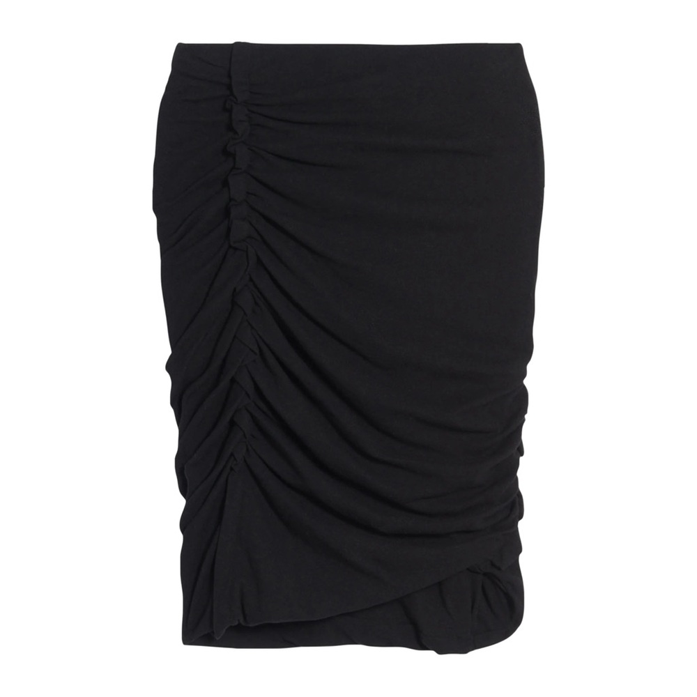 NWT IRO Myreille Gathered Asymmetric Ruched Mini Skirt in Black Size M